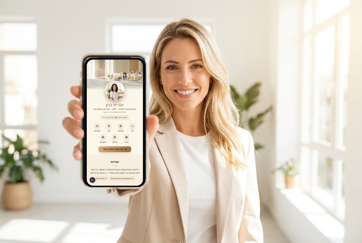Business owner editing a professional digital business card on a phone